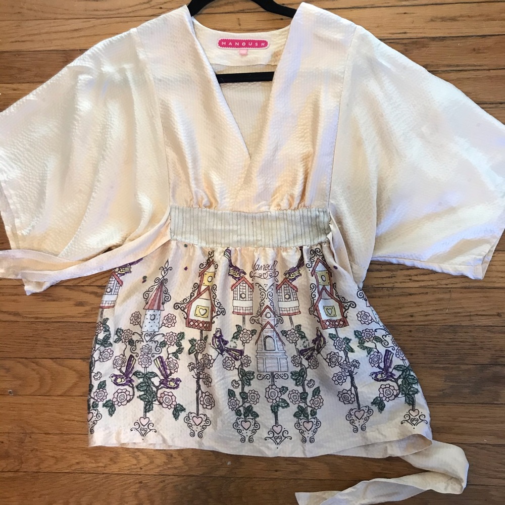 Vintage Manoush silk novelty  vintage print top small